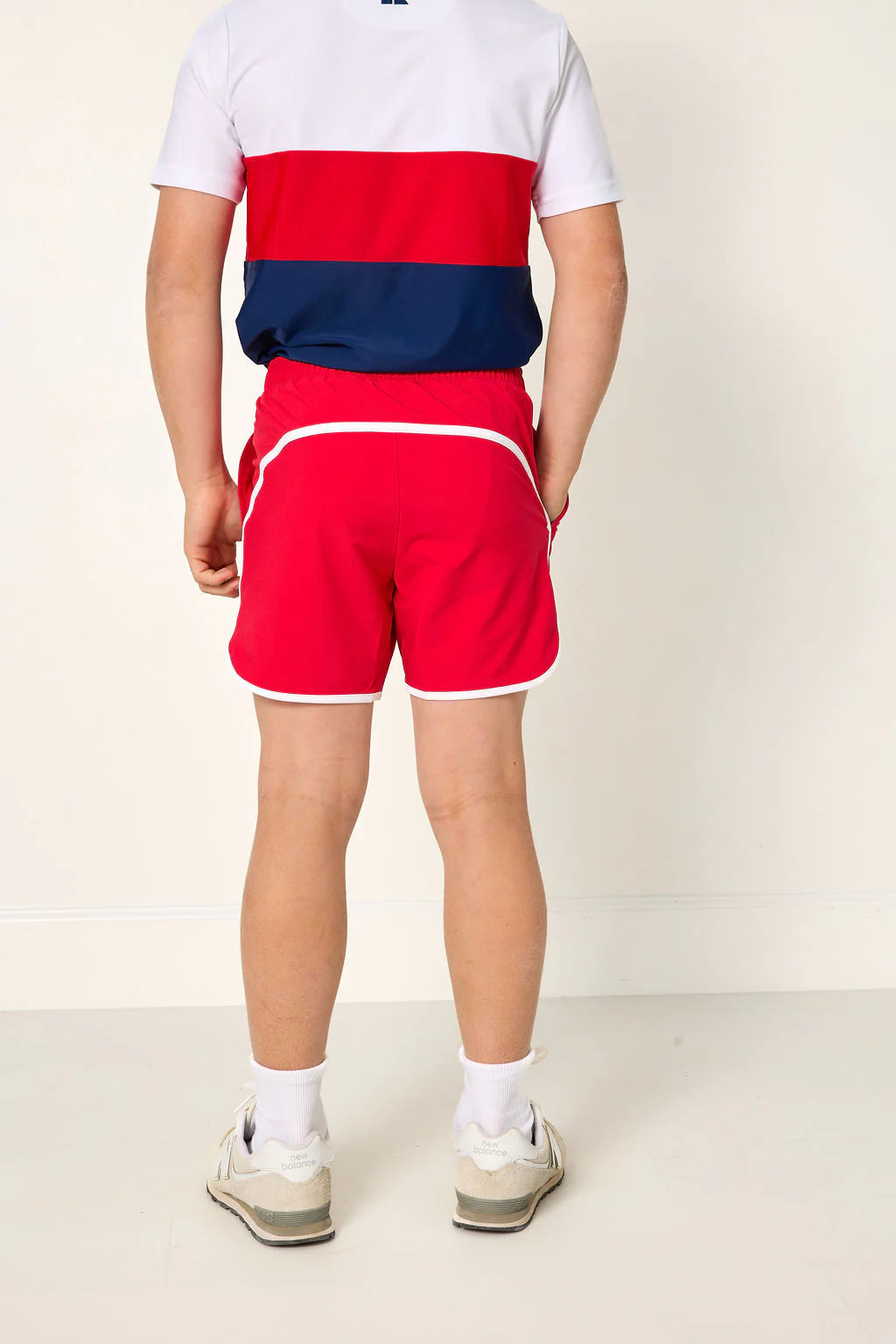 RED RETRO SUPER SHORT WITH WHITE PIPING