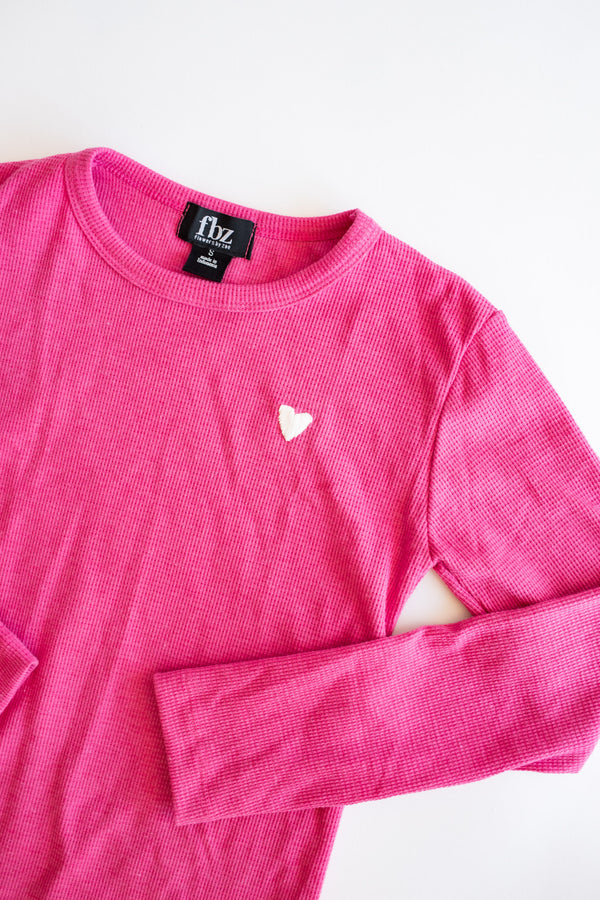 Waffle Long Sleeve | Magenta Pink