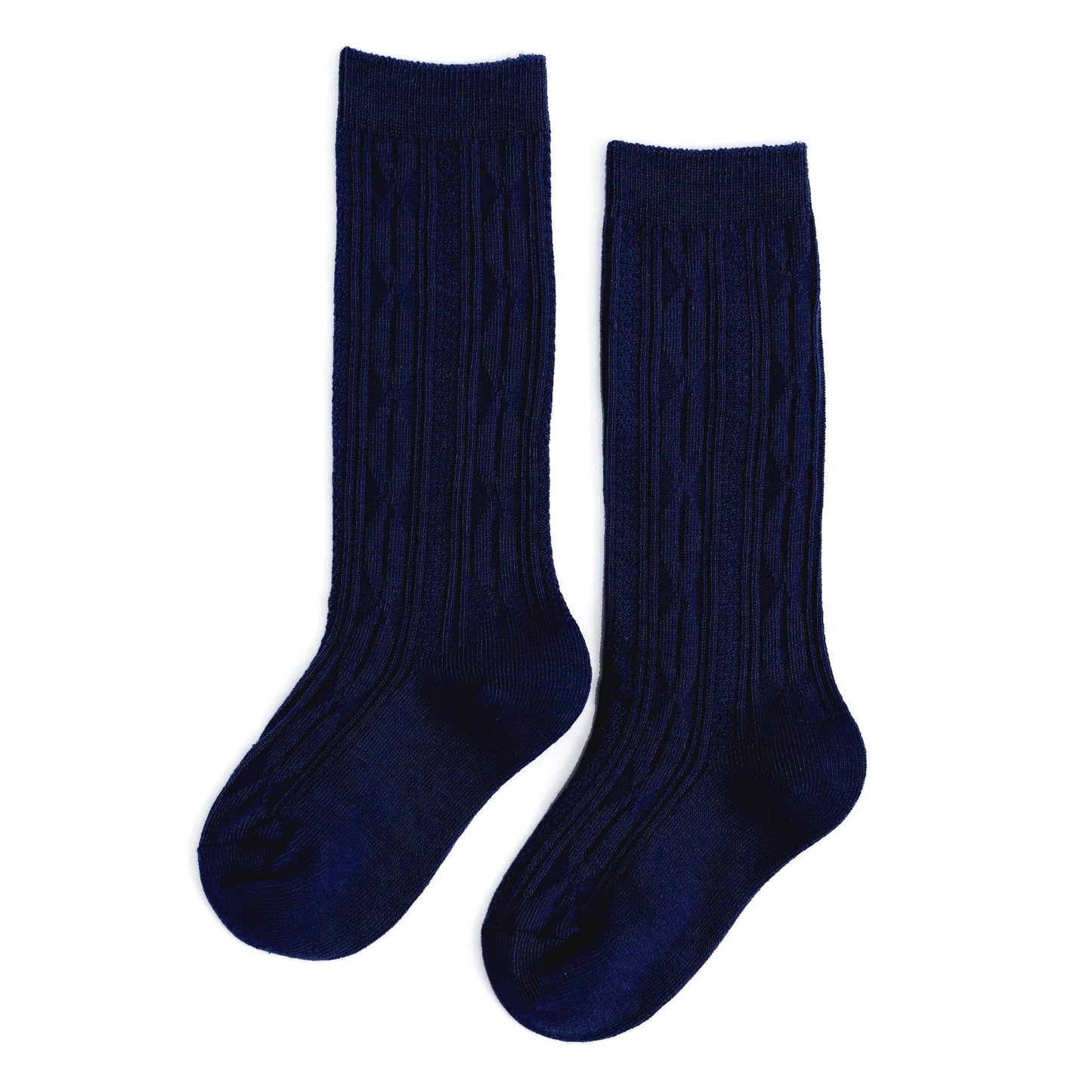 Bright Navy Cable Knit Knee High Socks