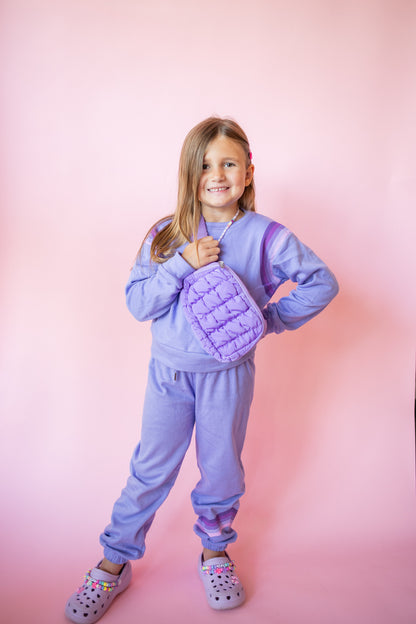 Gradient Stripe Print Sweat Pant | Purple