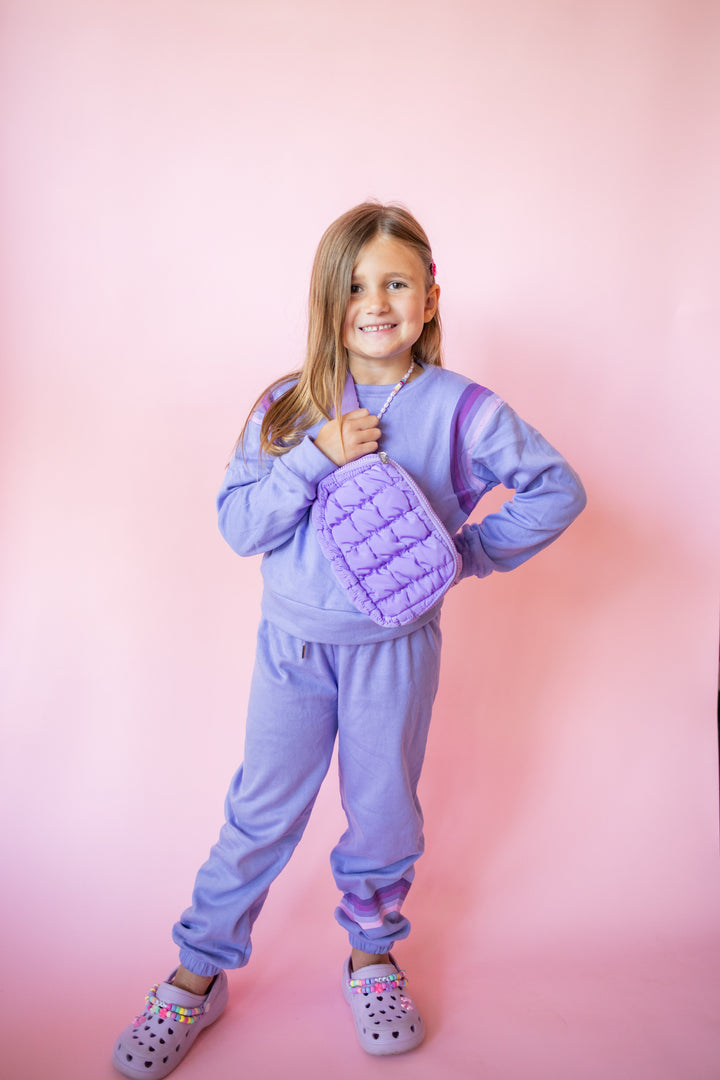 Gradient Stripe Print Sweat Pant | Purple