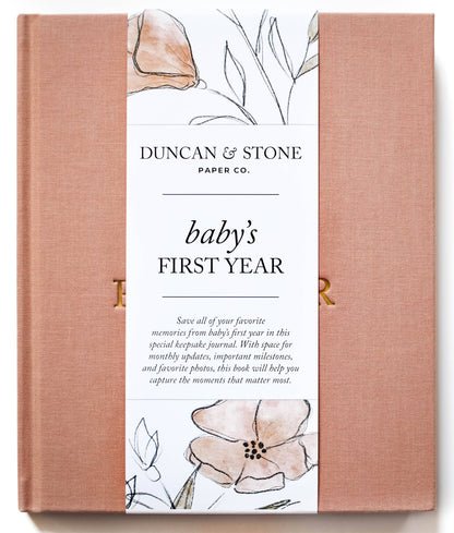 Baby's First Year Memory Book & Photo Album |  Dusty Rose