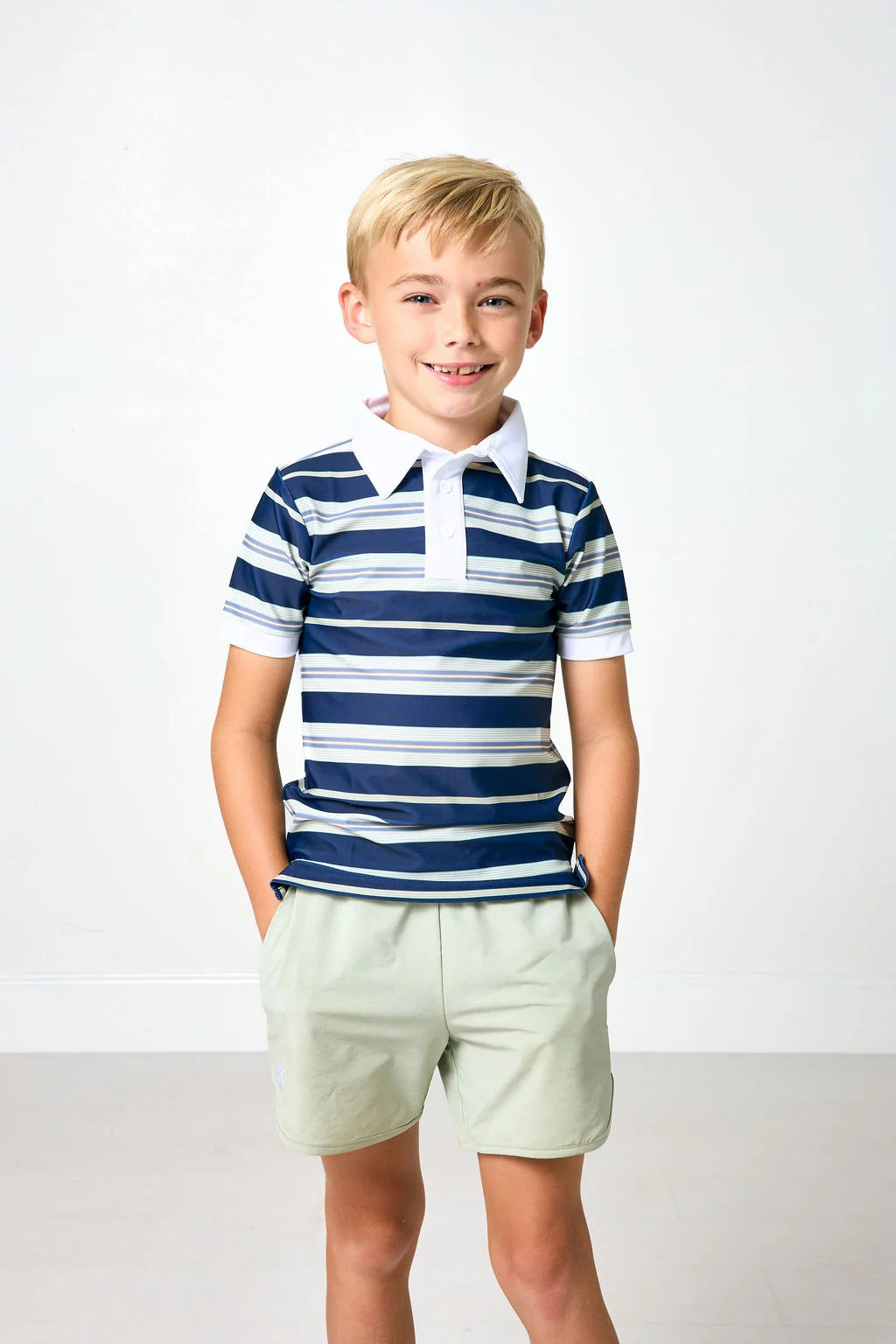 Navy Retro Stripe Polo Shirt