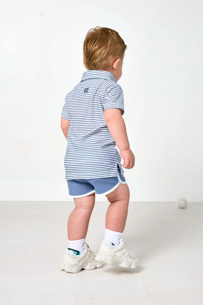 Slate & White Thin Stripe Polo Shirt