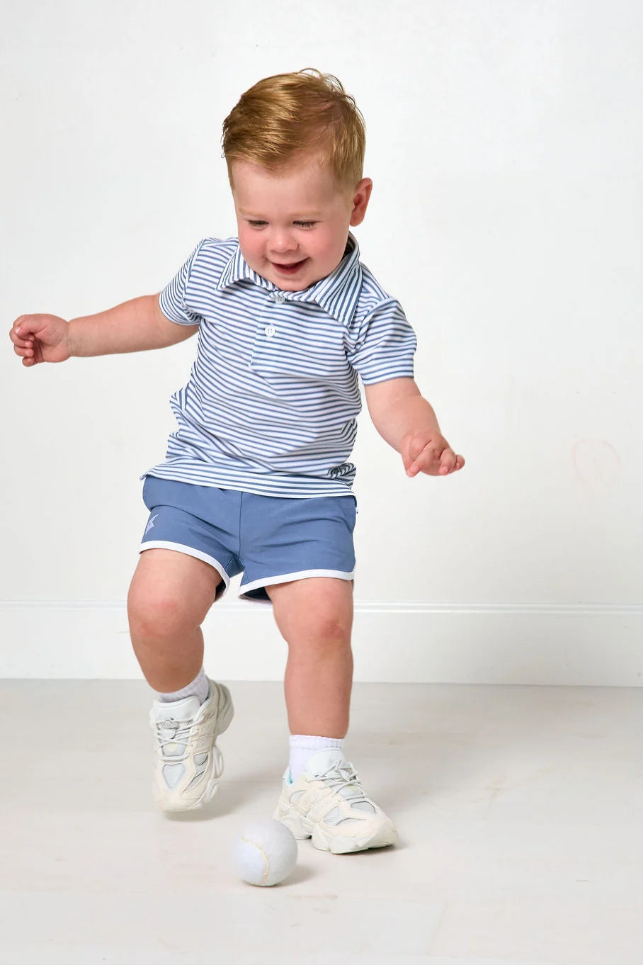 Slate & White Thin Stripe Polo Shirt