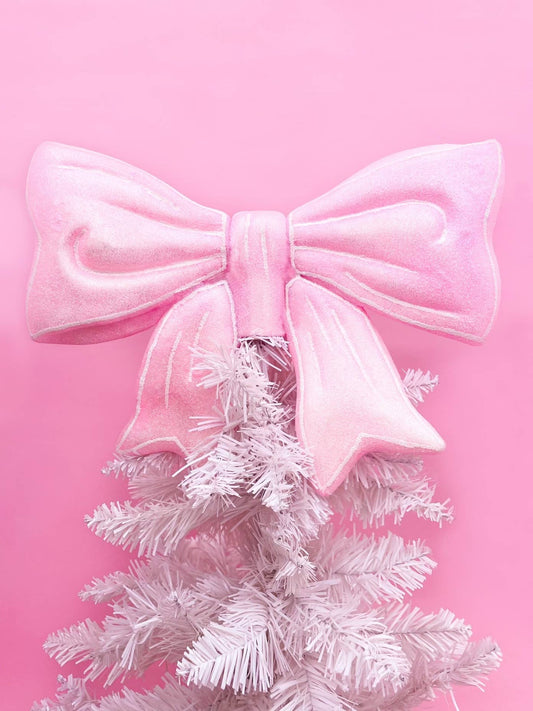 *PRE ORDER* Pink Glitter Bow Christmas Tree Topper 