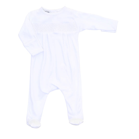 Essentials Smocked Footie | White