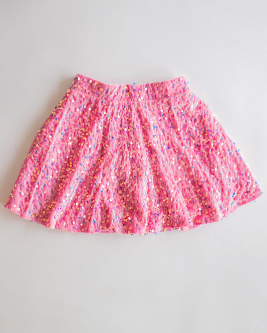 Velvet Sequin Skirt | Pink