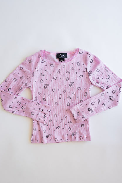 Pointelle Long Sleeve | Pink Western