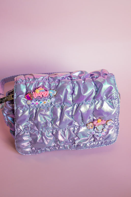 Puff Charm Bag | Purple Metallic