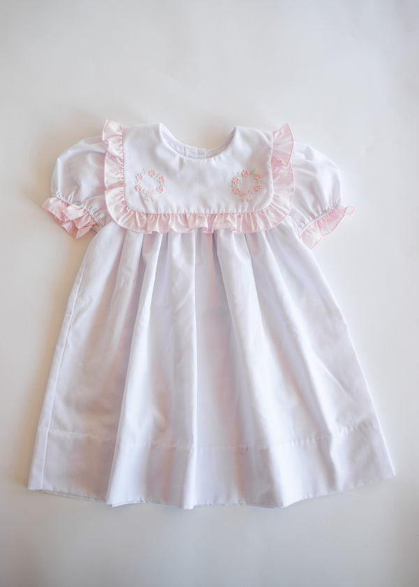 Tiny Blooms + Ribbon Wreath Ruffle Dress