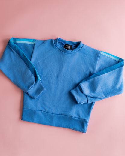 Crewneck Sweatshirt | Malibu Blue with Stripes