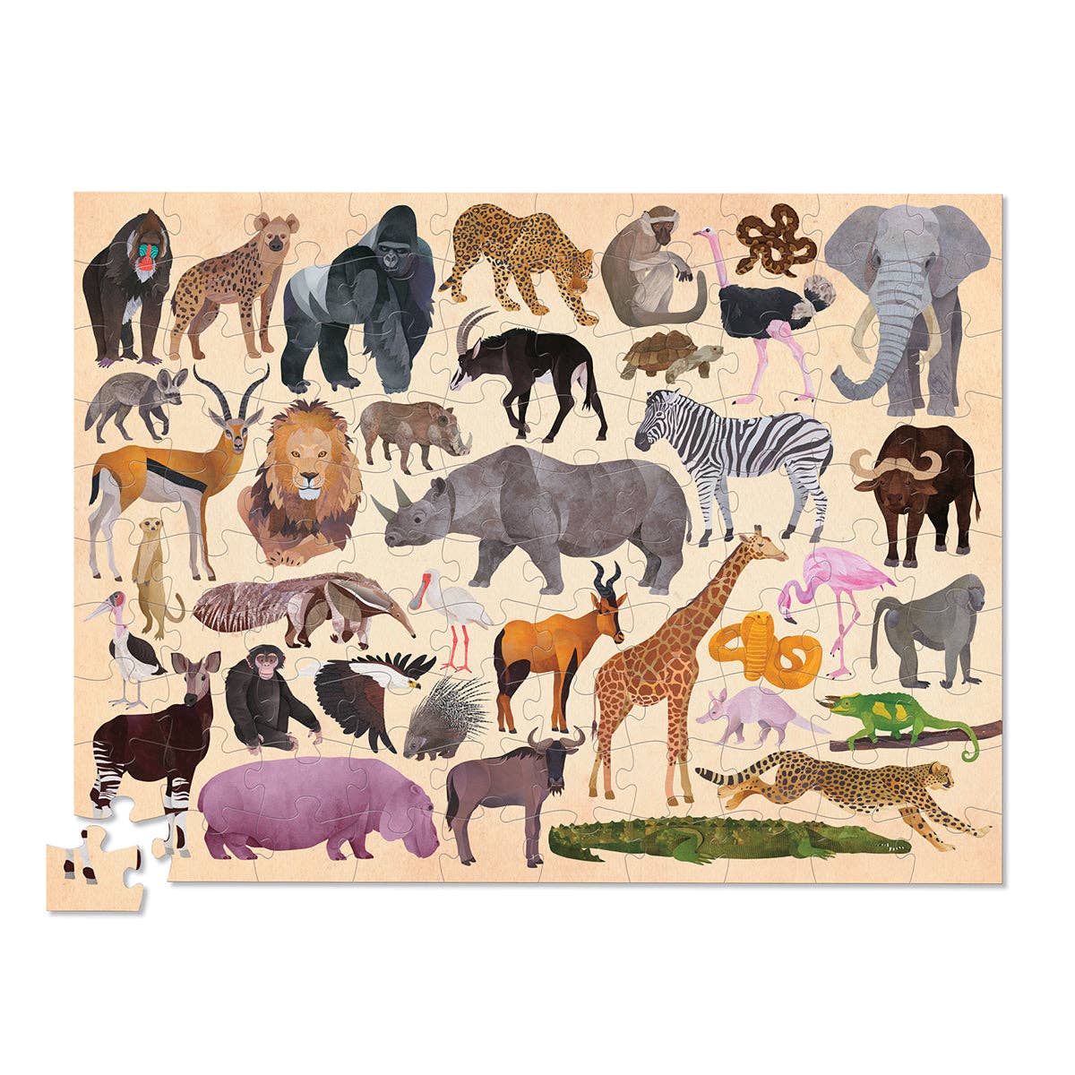 100-Piece Puzzle | 36 Wild Animals