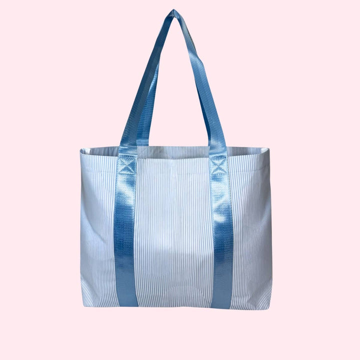 Baby Blue Stripe Little Tote | Glossy