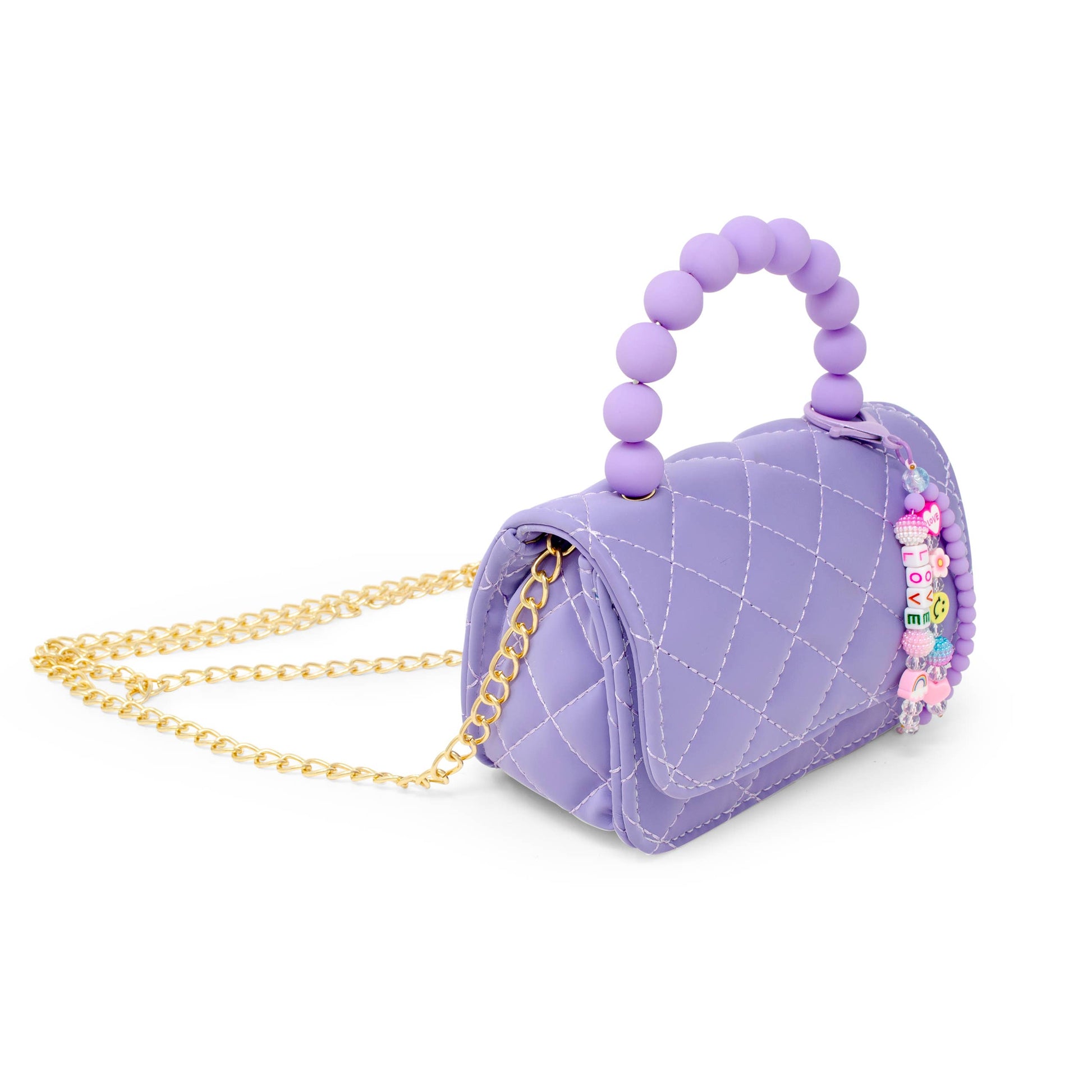 Pearl Handle Message Charm Handbag | Lavender