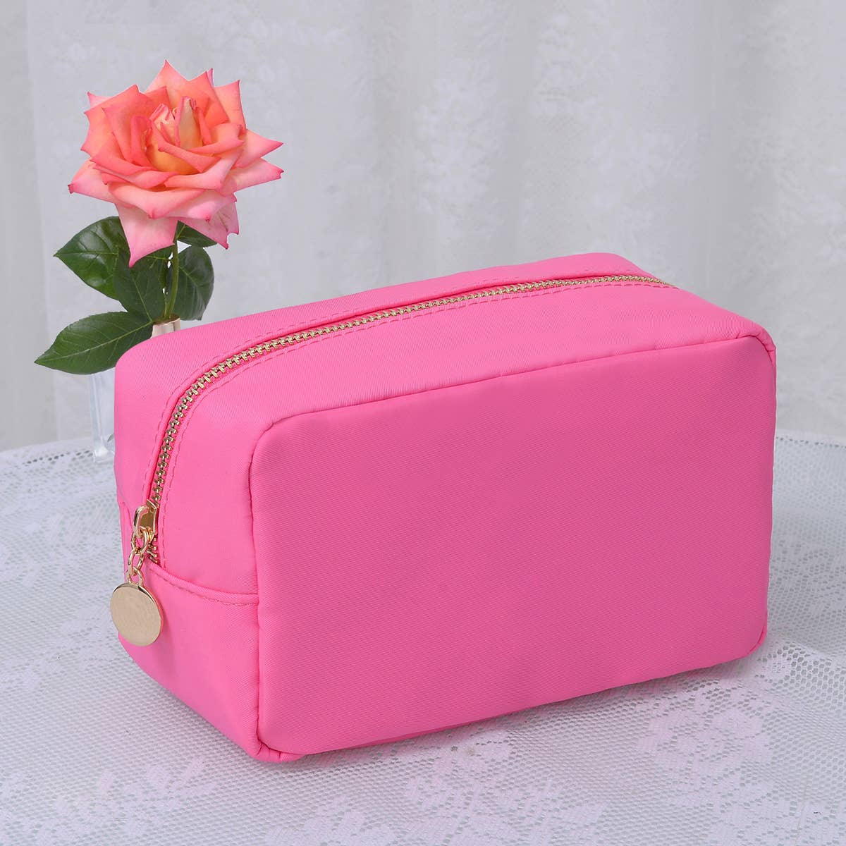 Round Zippered Nylon Pouch Bag (includes 2 complimentary patches)