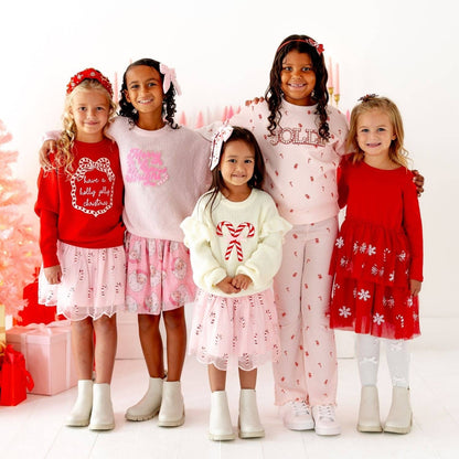 Jolly Pearl Patch Candy Cane Christmas Sweatshirt