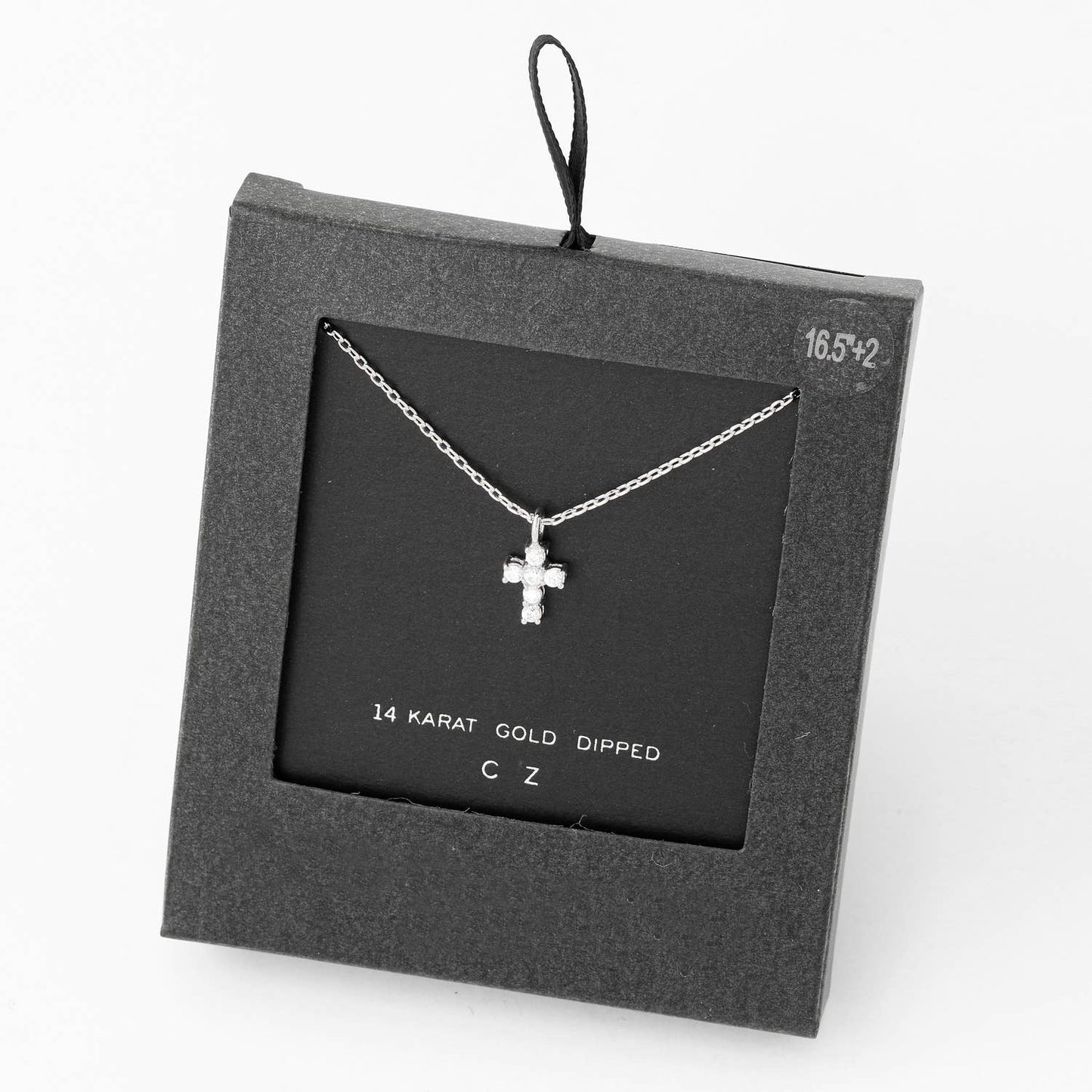 Secret Box Cz Mini Cross Charm Necklace