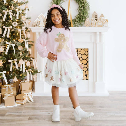 Gingerbread Sequin Patch Christmas Sweater
