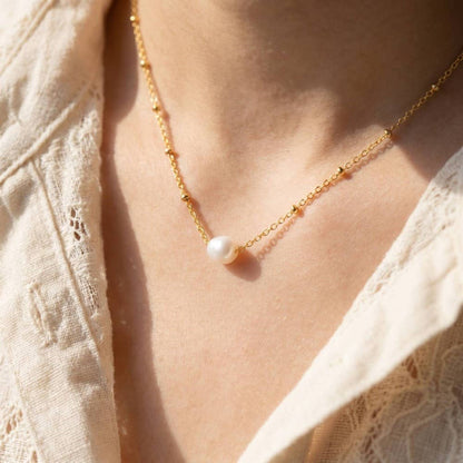 Gold Dipped Pearl Pendant Necklace