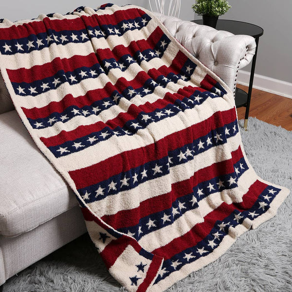 Stars & Stripes Pattern Cozy Soft Throw Blanket