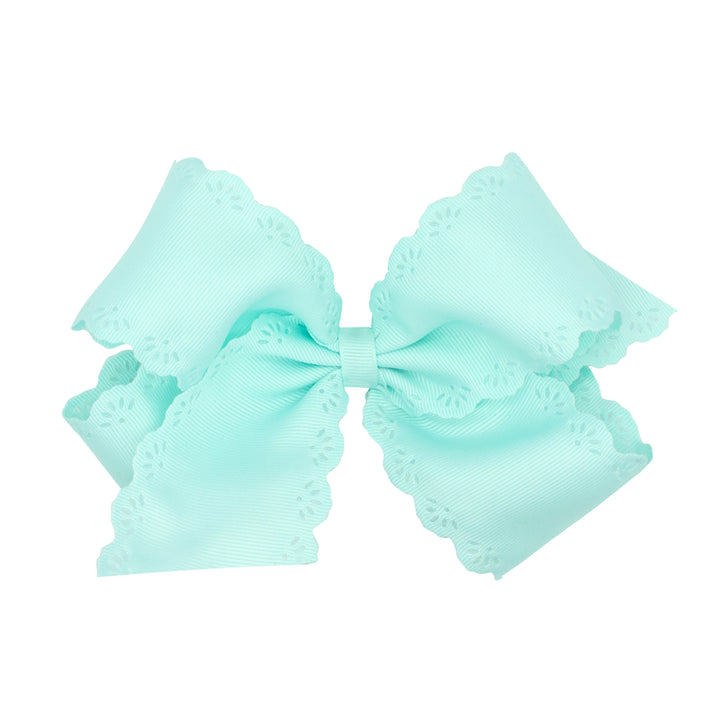 Small King Eyelet Embossed Hair Bow | Crystalline