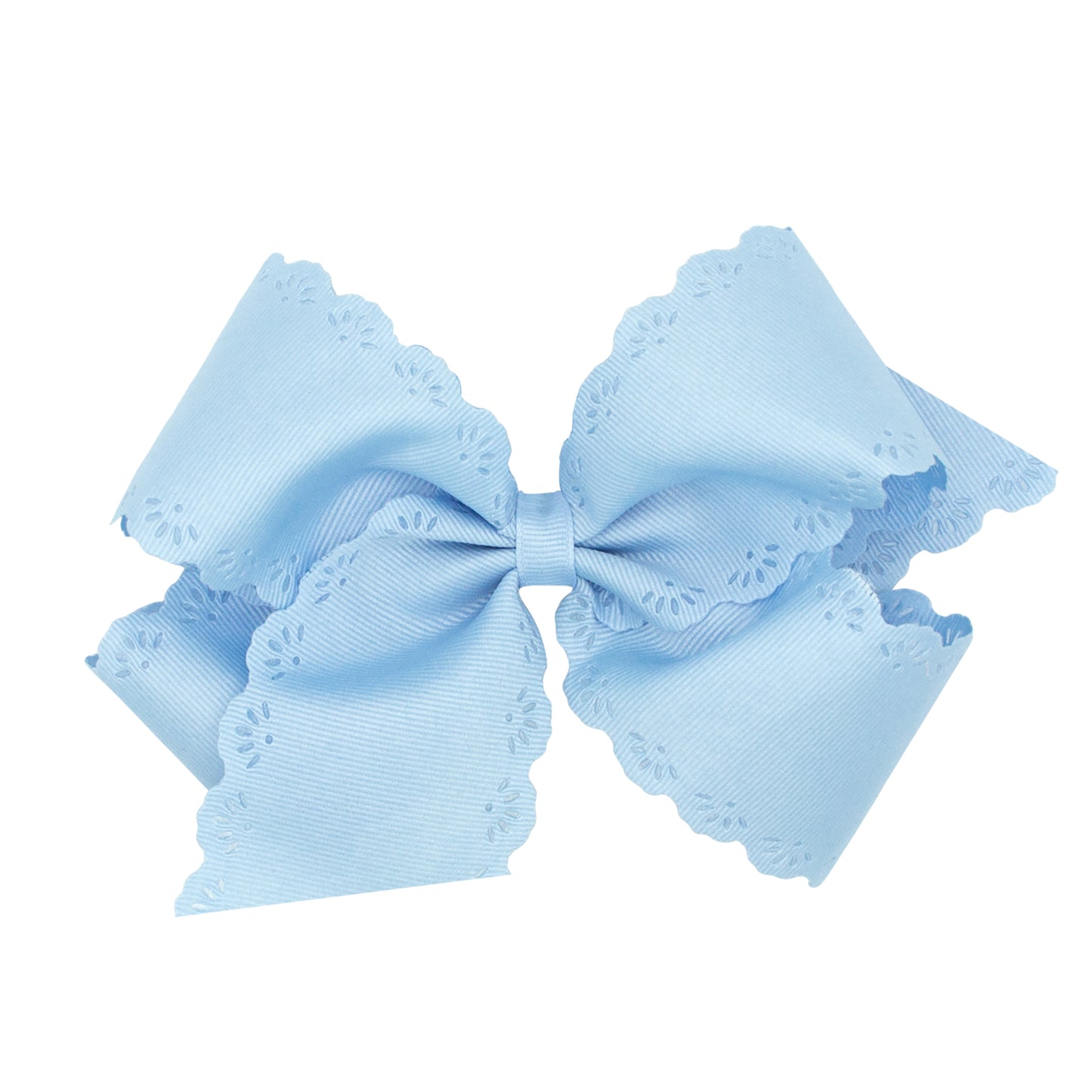 Small King Eyelet Embossed Hair Bow | Millennium Blue