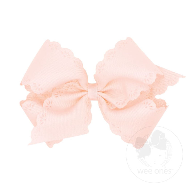 Small King Grosgrain Bow with Eyelet Flower-Embossed Edges I Sideshow Rose