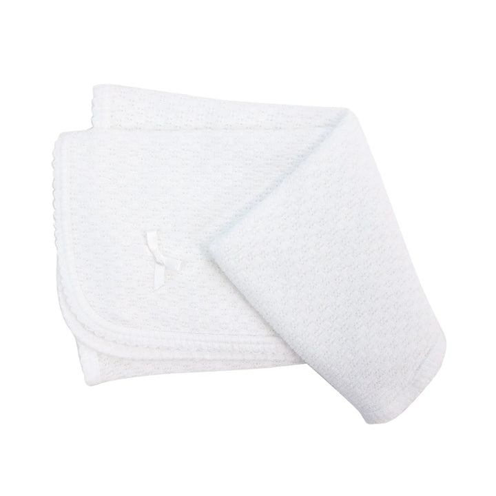 Receiving Blanket w Bow | White