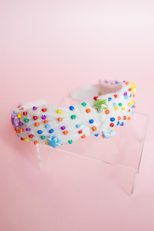 Velvet Star Beaded Headband | Rainbow