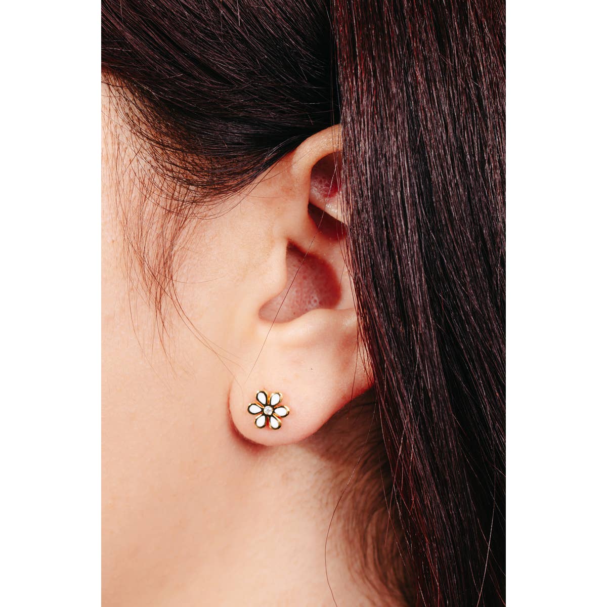 Enamel Flower Stud Earrings | Pink