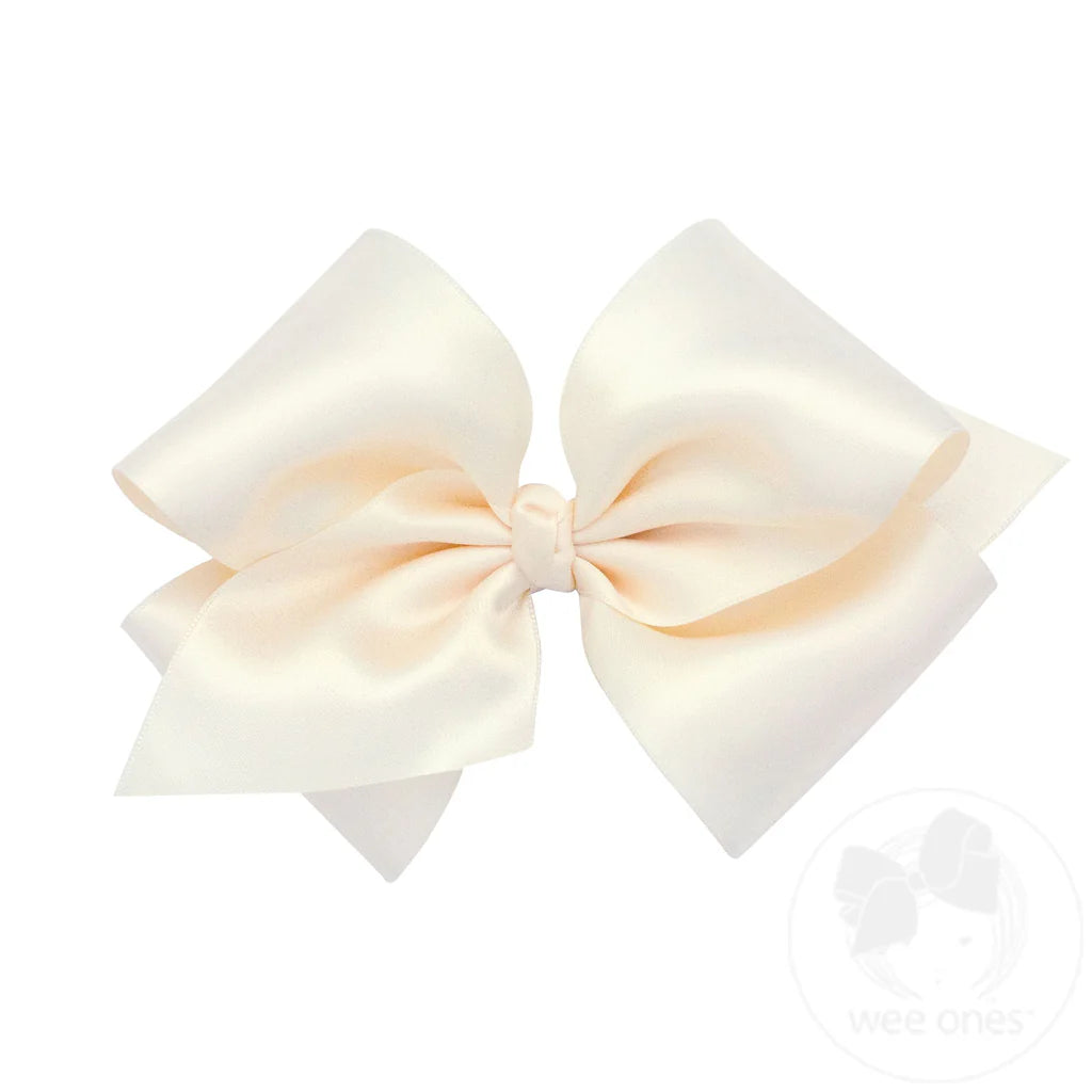 Small King French Satin Hair Bow | Ecru