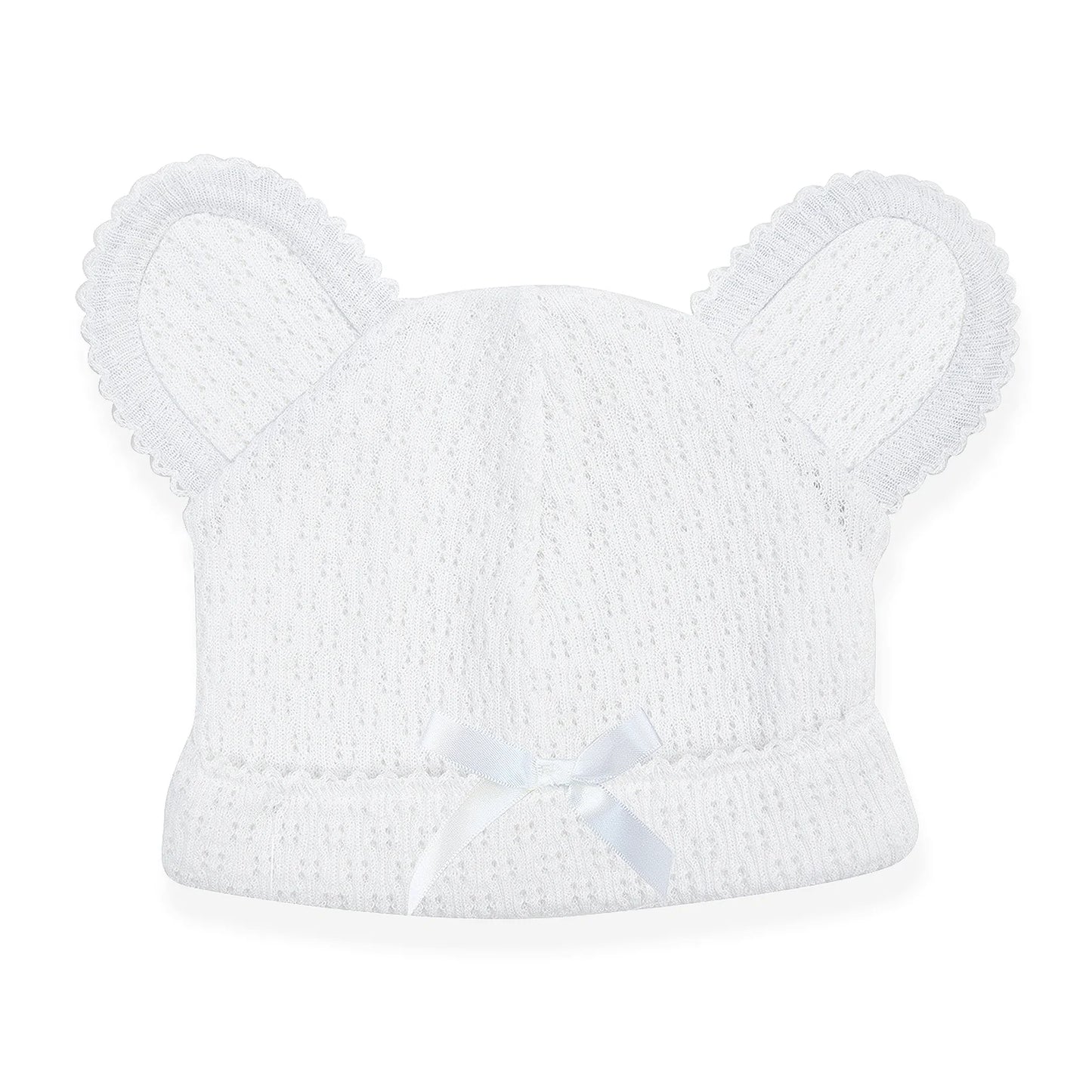 Paty Bear Cap w Bow | White