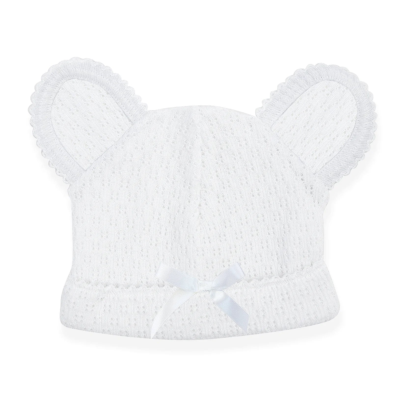 Paty Bear Cap w Bow | White
