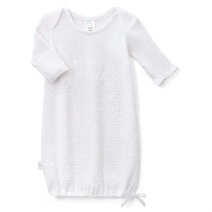 Overlap Shoulder Gown w Bow | White