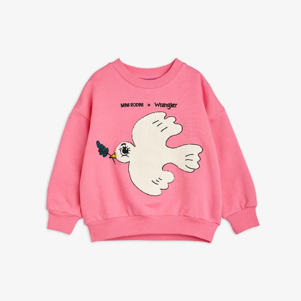 Mini Rodini x Wrangler Peace Dove Chenille Sweatshirt, Pink
