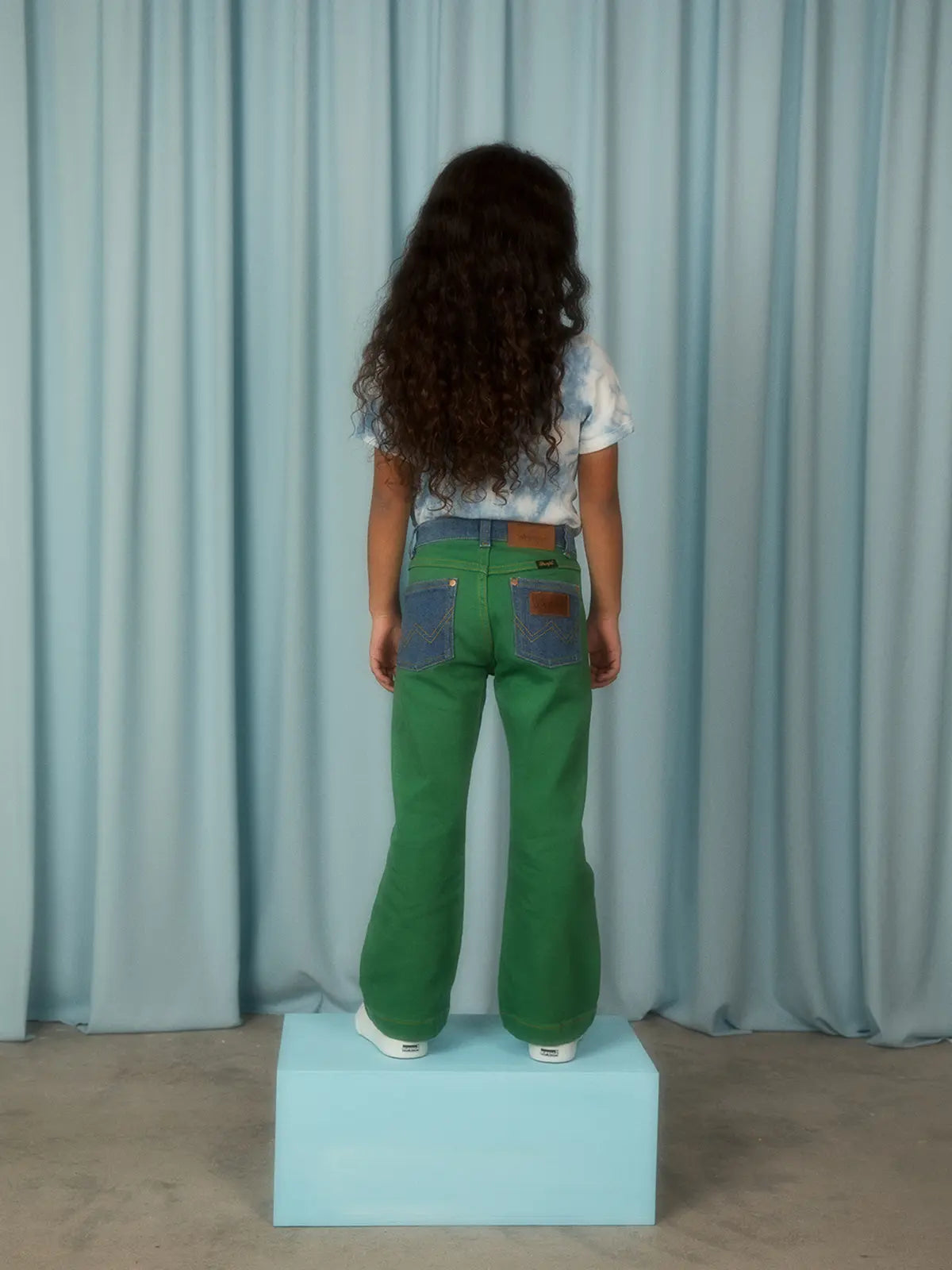Mini Rodini x Wrangler Flared denim jeans, Green