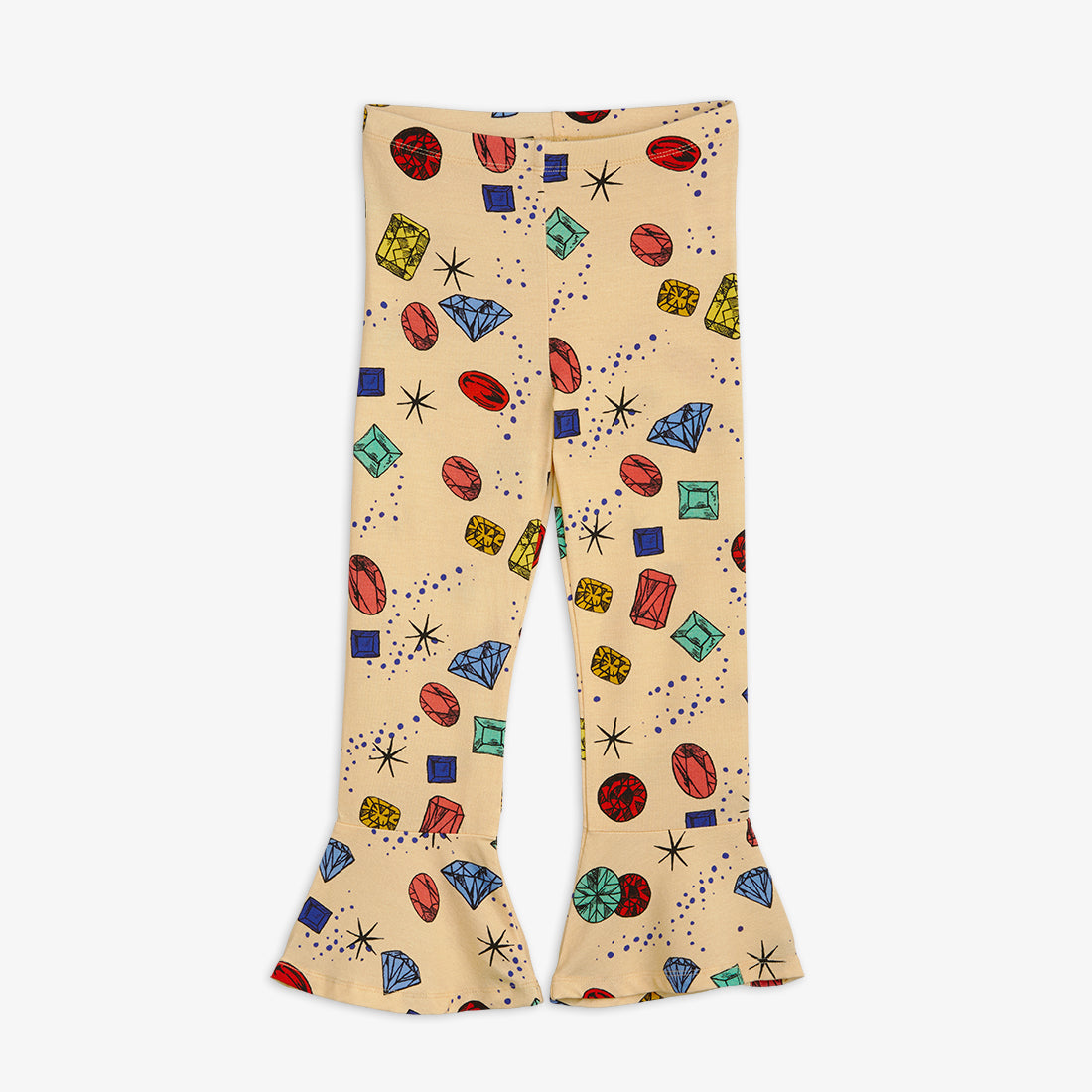 Jewels AOP Flared Jersey Trousers | Yellow