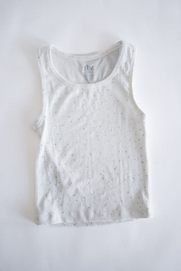 Silver Sparkle Tank | White