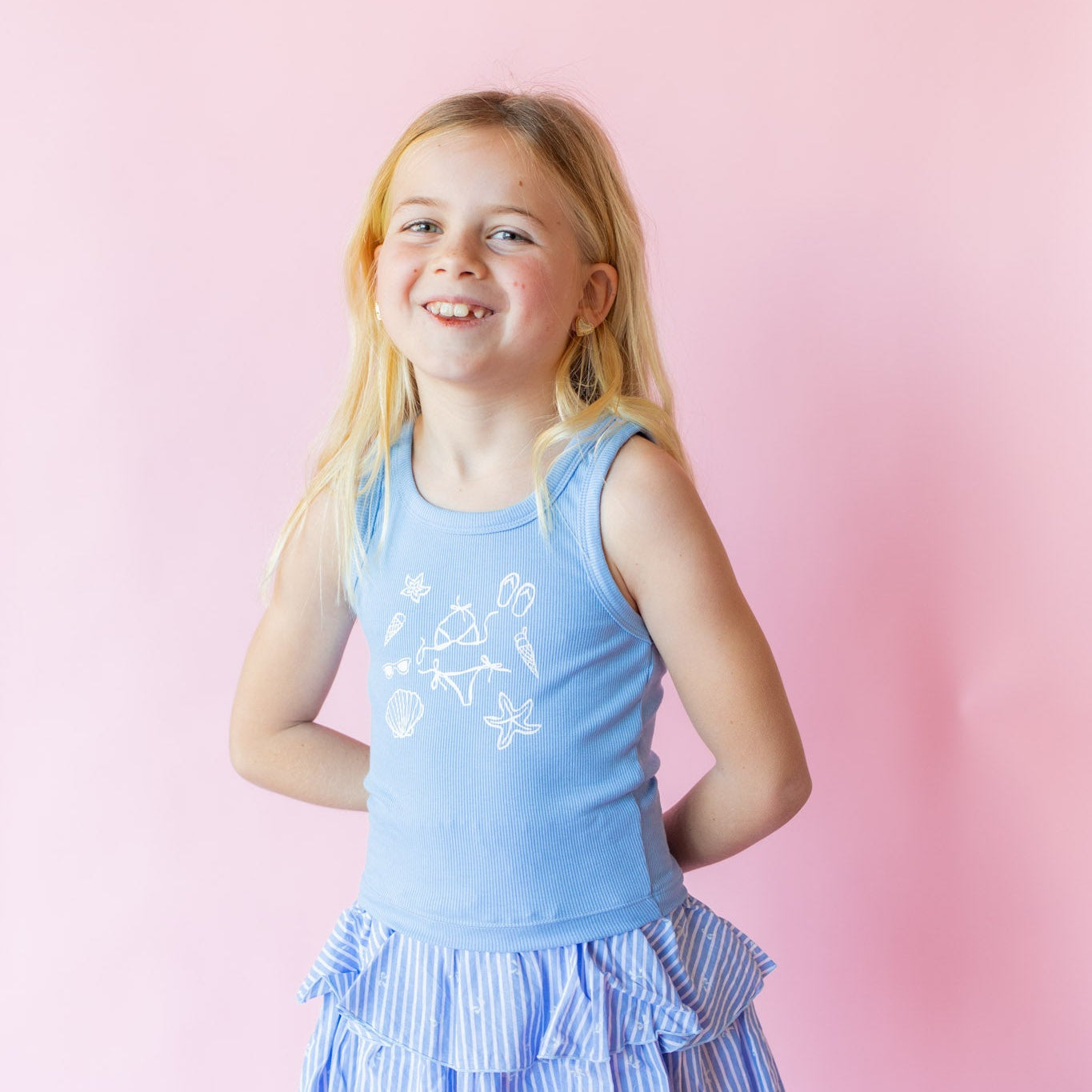 Blue Ribbed Tank | Beach Icon