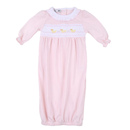 Just Ducky Smocked Gathered Gown | Pink