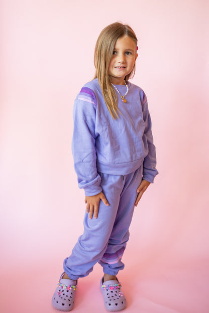 Gradient Stripe Print Sweat Pant | Purple