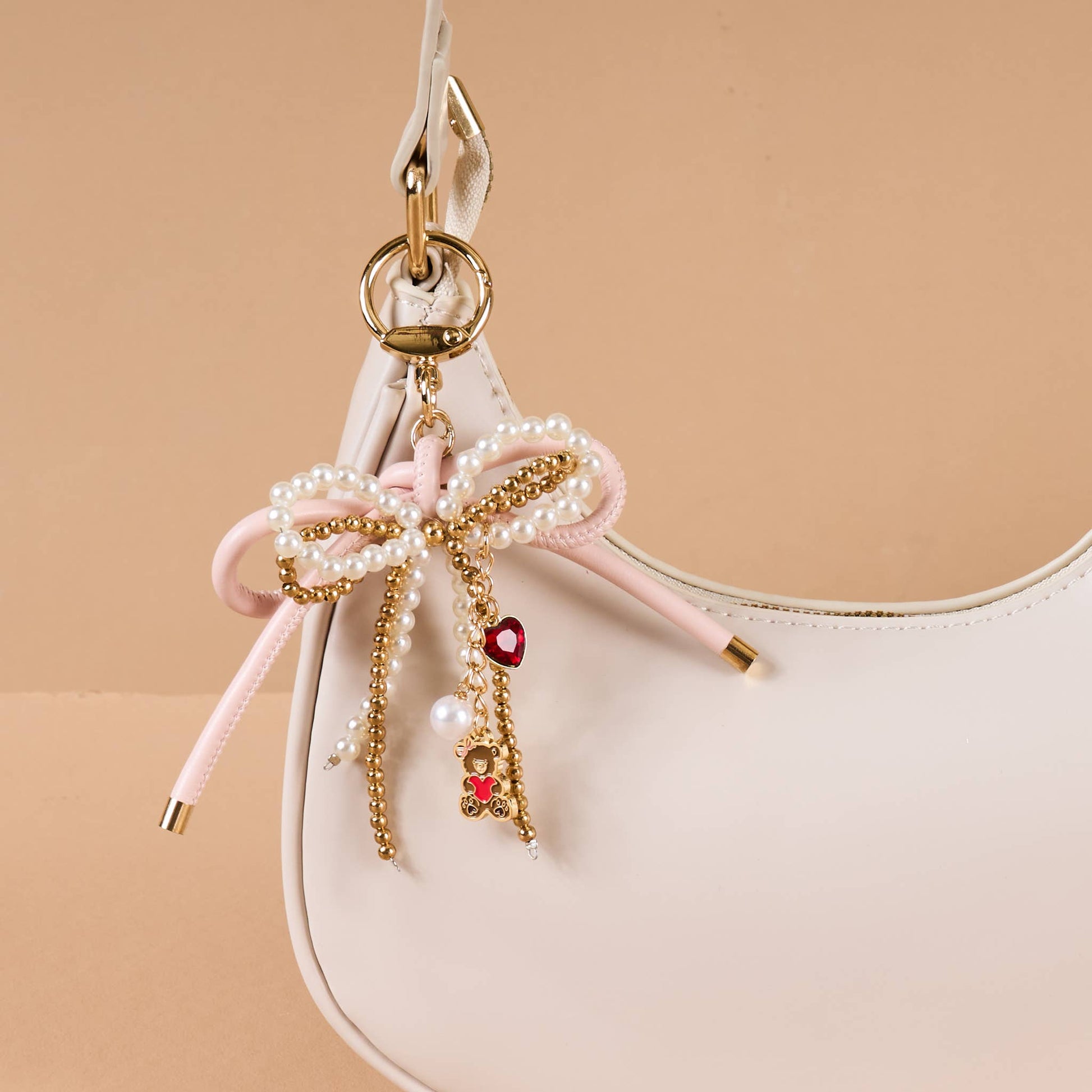 Layered Bow Bag Charm | Blushing Bear