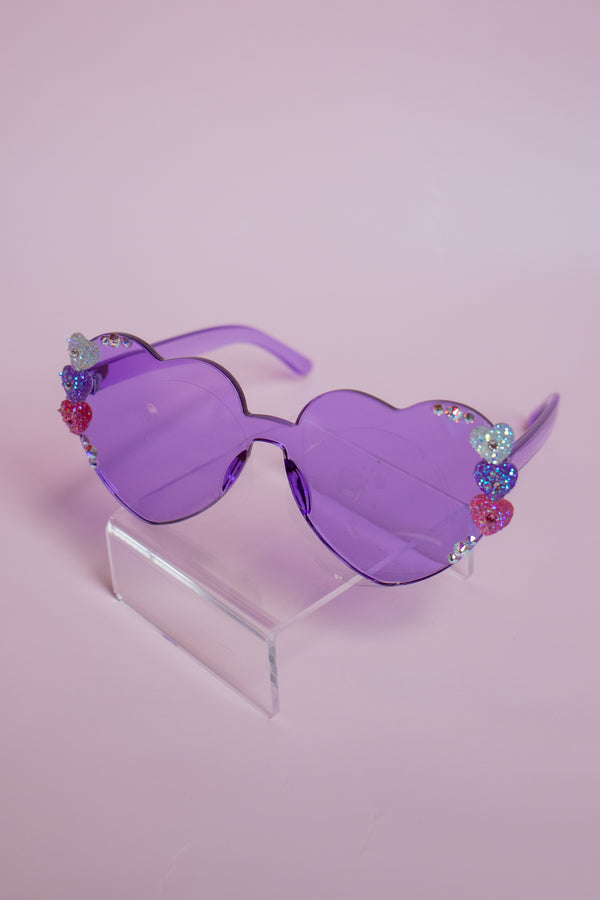 Lover Heart Crystal Sunglasses | Purple