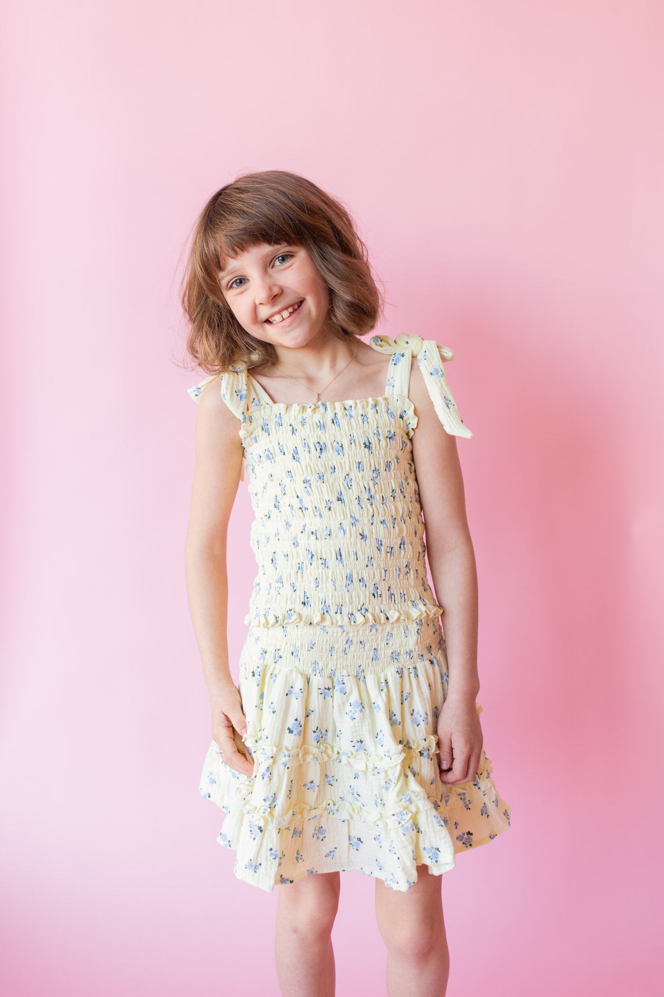Rose Smocked Gauze Top | Yellow