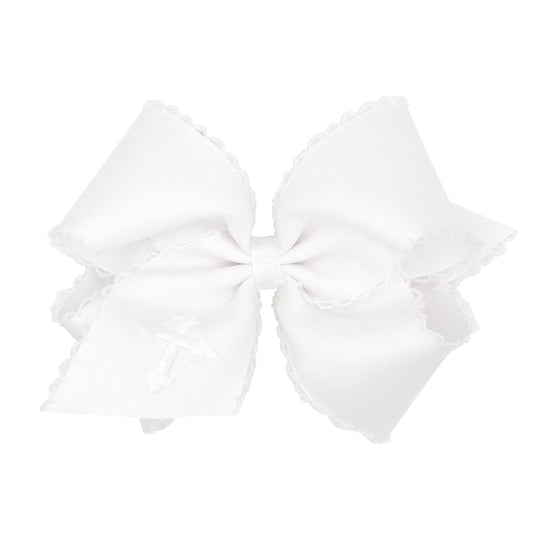 King Cross Embroidered Grosgrain Bow | White