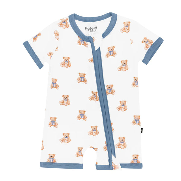 Kyte Baby Zippered Bamboo Shortall Romper | Teddy