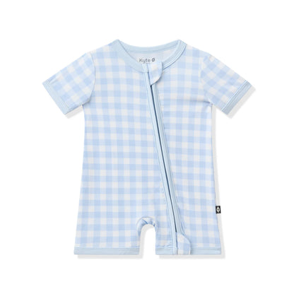 Kyte Baby Zippered Bamboo Shortall Romper | Gingham Breeze