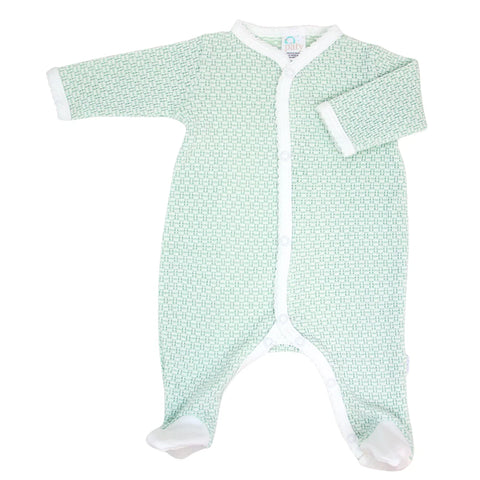 Paty Knit Solid Footie w Pima Trim | Mint w White