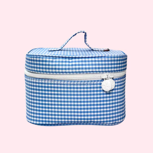 Wipeable Baby Blue Gingham Train Case